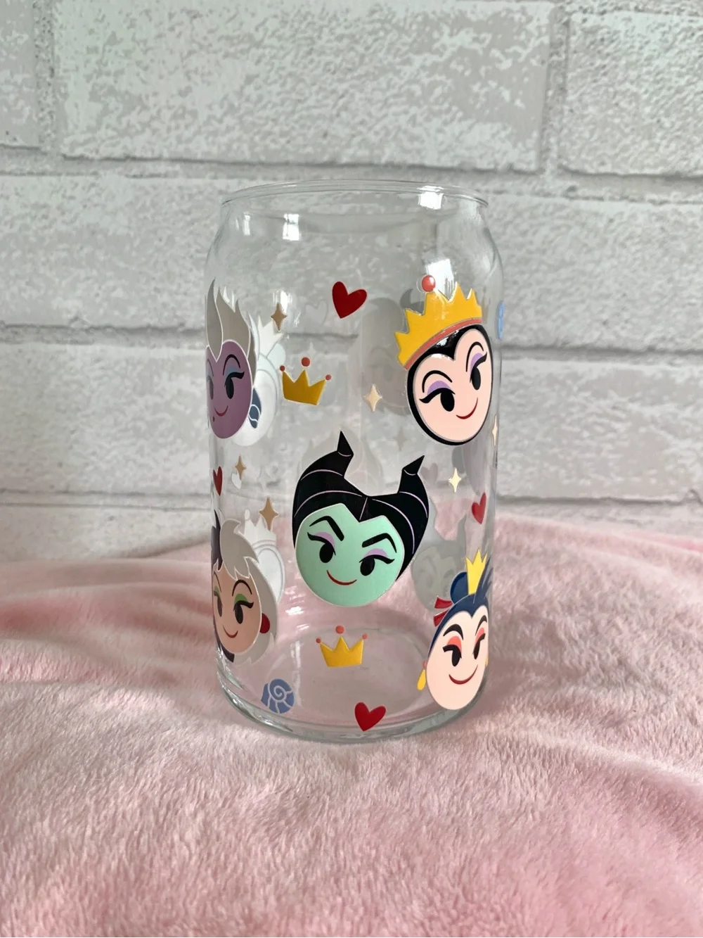 Handmade Custom Disney Villains Female Version Clear Glass Tumbler S/M
